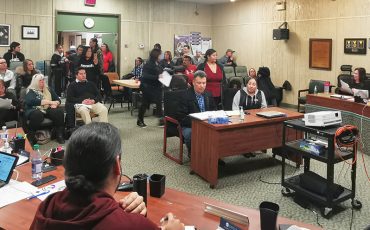 Six Nations community members Colin Martin and Joleen General asked the new SNEC to drop injunctions against the community last Tuesday. (Photo by Justin Lethbridge)
