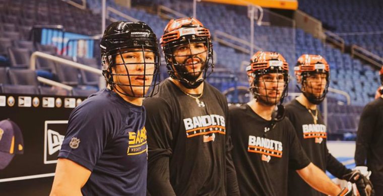 Buffalo Sabres and Six Nations own Brandon Montour took part in a lacrosse practice with the Buffalo Bandits. (Submitted Photo)