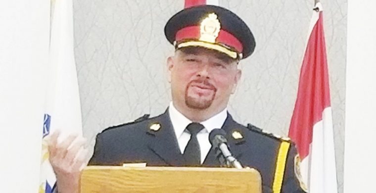Six Nations own Rob Davis is now heading the Brantford City Police Department. The new Chief of Police will lead the city into a new era. (Photo by Donna Duric) Story page 2.