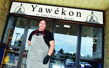 Chef Tawnya Brant stands proudly at her restaurant Yawékon in Oshweken Ont.