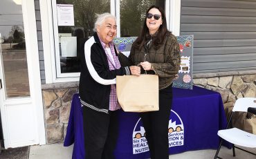 Six Nations Health Services nutrition services were handing out their Good Food Bags “Edwadkoni” to all who attended their event last week like Marilyn Maracle.