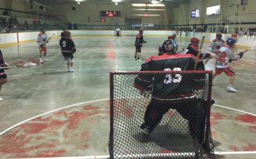 The Six Nations Rivermen (in black) suffered their first loss of the season this past Friday, against the Brooklin Merchants. (Photo by Sam Laskaris)