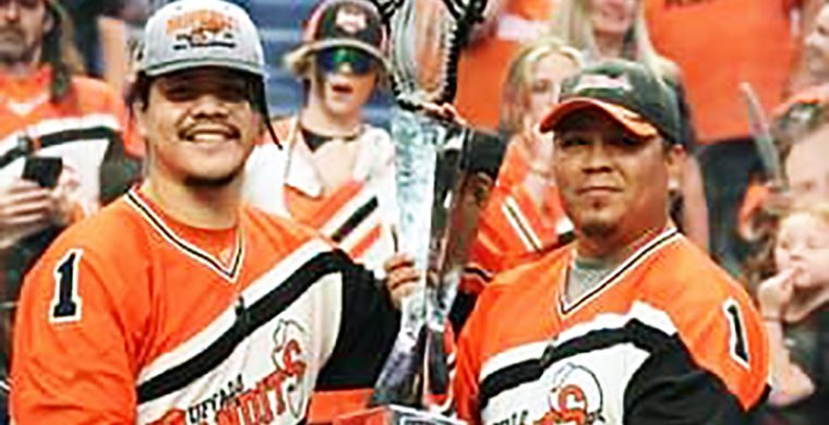 WE ARE THE CHAMPIONS! Buffalo Bandits are the National Lacrosse League Champs and so are Six Nations own Tehoka Nanticoke and Adam Bomberry who were in the Bandits’ lineup Saturday as the team downed the visiting Colorado Mammoth 13-4. Congrats to both players! (Supplied Photo )