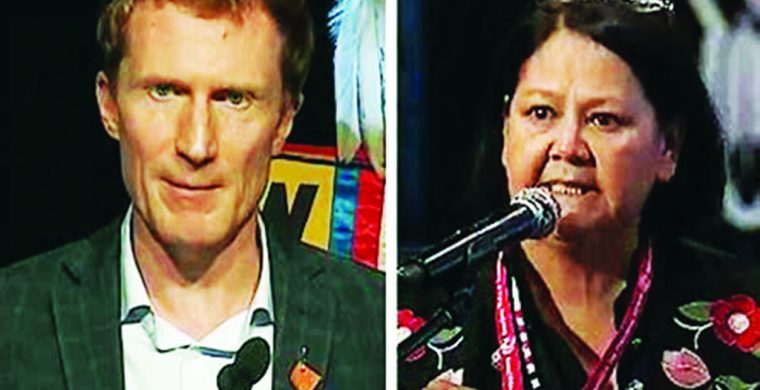 Marc Miller federal minister of Crown-Indigenous relations and Assembly of Manitoba Chiefs Chief Kyra Wilson spoke to AFN assembly.