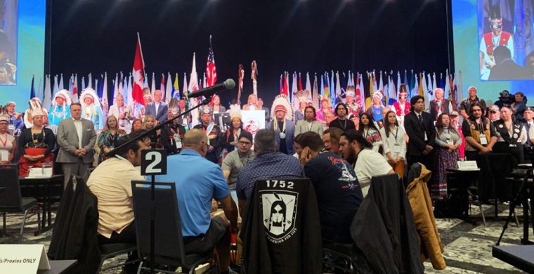 Chiefs, band council members and delegates from First Nations across the country have gathered in Halifax for the Assembly of First Nations annual general assembly, pictured July 11, 2023. (CTV)