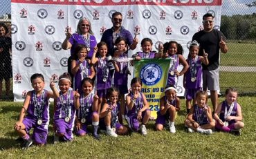 The Six Nations girls’ Under-9 squad managed to win the gold medal in the B Division of its provincial championships. Photo courtesy of Chancy Johnson.