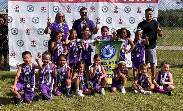 The Six Nations girls’ Under-9 squad managed to win the gold medal in the B Division of its provincial championships. Photo courtesy of Chancy Johnson.
