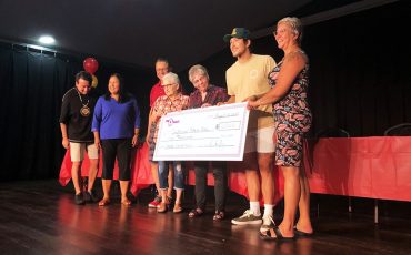 Brandon Montour’s hard hitting hockey rise to fame cashed in for Six Nations Minor sports when Six Nations turned over $10,000 to local minor sports organizations. Montour visited Six Nations last week. See story page 5. (Photo by Lisa Iesse)