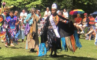 It’s all about being friends at the Mississauga of Credit First Nations’ annual powwow held over the weekend. (Photo by Lisa Iesse)