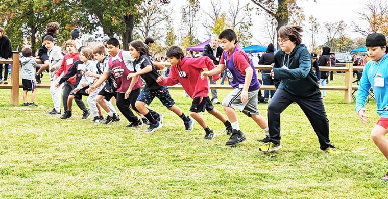 Students from across Six Nations Elementary schools competed in cross country at Chiefswood Park Thursday Oct., 19. (Photo by Lisa Iesse)