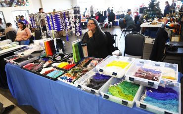 You know it’s Christmas at Six Nations when the bazaars begin, and this weekend shoppers had a chance to shop ‘til they dropped at the “Christmas Craft Fair” put on by Martin’s Craft Shop and held at the Six Nations Community Hall. (Photo by Jim C. Powless)