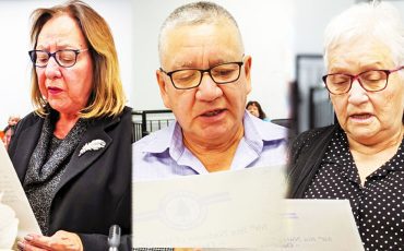 Six Nations councillors were sworn in last week, Councillors Cynthia Jamieson, Dayle Bomberry and Helen Miller were among the 12 sworn in along with the new elected chief. (Photos by Lisa Iesse)