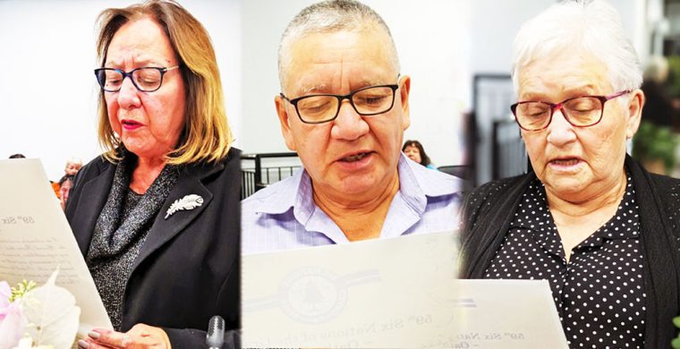 Six Nations councillors were sworn in last week, Councillors Cynthia Jamieson, Dayle Bomberry and Helen Miller were among the 12 sworn in along with the new elected chief. (Photos by Lisa Iesse)