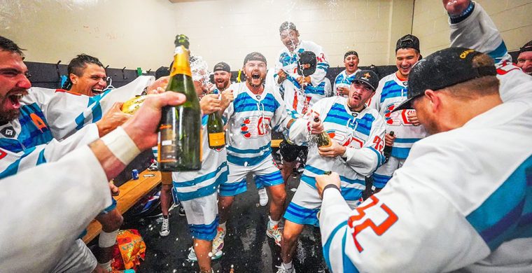 The Six Nations Chiefs won their seventh Mann Cup championship this past September, defeating the host New Westminster Salmonbellies in a best-of-seven series. Photo by Darryl Smart.