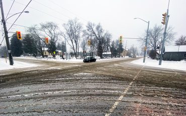 Six Nations schools were cancelled, the post office is open, several businesses had people working from home as a winter storm hit the area Monday dumping 15 centimetres on the streets followed by rain overnight for a slushy day today. (Photo by Jim C. Powless)