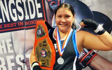 Six Nations member Beth Smoke captured the girls’ intermediate heavyweight title at the American-based Silver Gloves national championship in Missouri earlier this month. (Photo courtesy Billy Logan)
