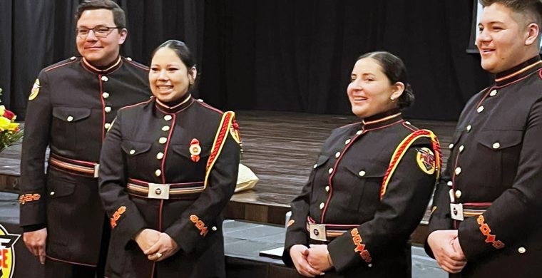 Six Nations Police is adding to its force. Four new recruits were celebrated at badge night recently - Constable Shania Anderson, Constable Colin Burning, Constable Dylan Johnson, and Constable Emily Smith.(Supplied Photo)