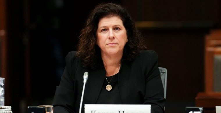 Auditor general Karen Hogan appears as a witness at a House of Commons standing committee in Ottawa on Monday, Feb. 12, 2024. THE CANADIAN PRESS/Sean Kilpatrick