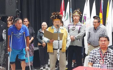 Haudenosaunee Confederacy Chiefs read statement to Chiefs of Ontario meeting speaking of disrespect when COO failed to tell them they were coming.