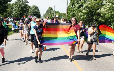 Pride Parade makes its way down Chiefswood Road (Photo by Turtle Island News)