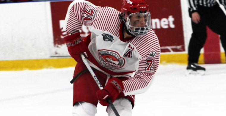 Brenden Anderson, seen here in action during his final junior season with the St. Catharines Falcons, has agreed to join the Wilfrid Laurier University Golden Hawks for the coming season. Photo courtesy Brenden Anderson