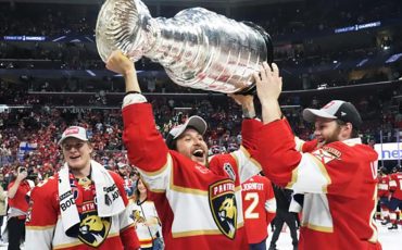 Brandon Montour, seen hoisting the Stanley Cup after the Florida Panthers won the NHL championship last month, will be bringing the famous trophy to Six Nations on July 24.