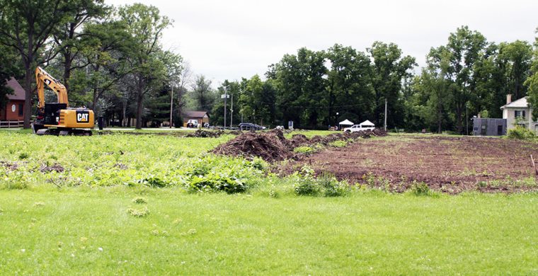 An area in front of Chiefswood Mansion was cleared out invasive plants last week in advance of plans to put in a native garden sources told Turtle Island News. (Photo by Austin Evans)