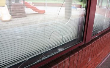 Windows at OLT were vandalized recently. Six Nations Police are investigating. (Photos by Austin Evans)