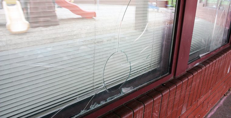 Windows at OLT were vandalized recently. Six Nations Police are investigating. (Photos by Austin Evans)