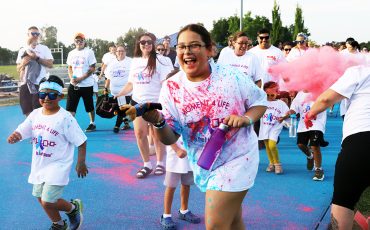 Six Nations annual Colour Run to mark World Suicide Prevention Day hit the track with an army of participants that soon turned into colourful runners. More page 5. (Photo by Jim C. Powless)