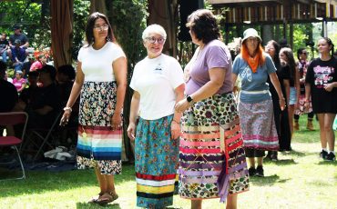 Ontario Lieut Governor Honourable Edith Dumont joined the Mississaugas of the Credit First Nation annual pow wow on the weekend, speaking and joining the dancing. (Photo by Austin Evans)