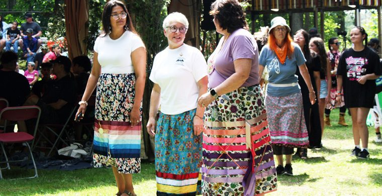 Ontario Lieut Governor Honourable Edith Dumont joined the Mississaugas of the Credit First Nation annual pow wow on the weekend, speaking and joining the dancing. (Photo by Austin Evans)