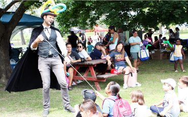 Magic tricks were popular among kids heading back to school and the crowd at the End of Summer Extravaganza put on by Six Nations Family Services annually. (Photo by Austin Evans)