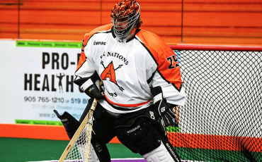 Six Nations Arrows’ goaltender Ethan Robertson was drafted by the National Lacrosse League’s Colorado Mammoth on Sunday. Photo courtesy OJLL.