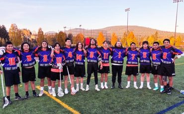 Team Indigenous, which included three Six Nations players, competed in the men’s division of the Super Sixes lacrosse tournament in Coquitlam. (Photo courtesy Kevin Sandy)