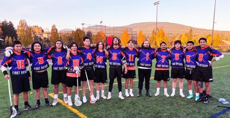 Team Indigenous, which included three Six Nations players, competed in the men’s division of the Super Sixes lacrosse tournament in Coquitlam. (Photo courtesy Kevin Sandy)