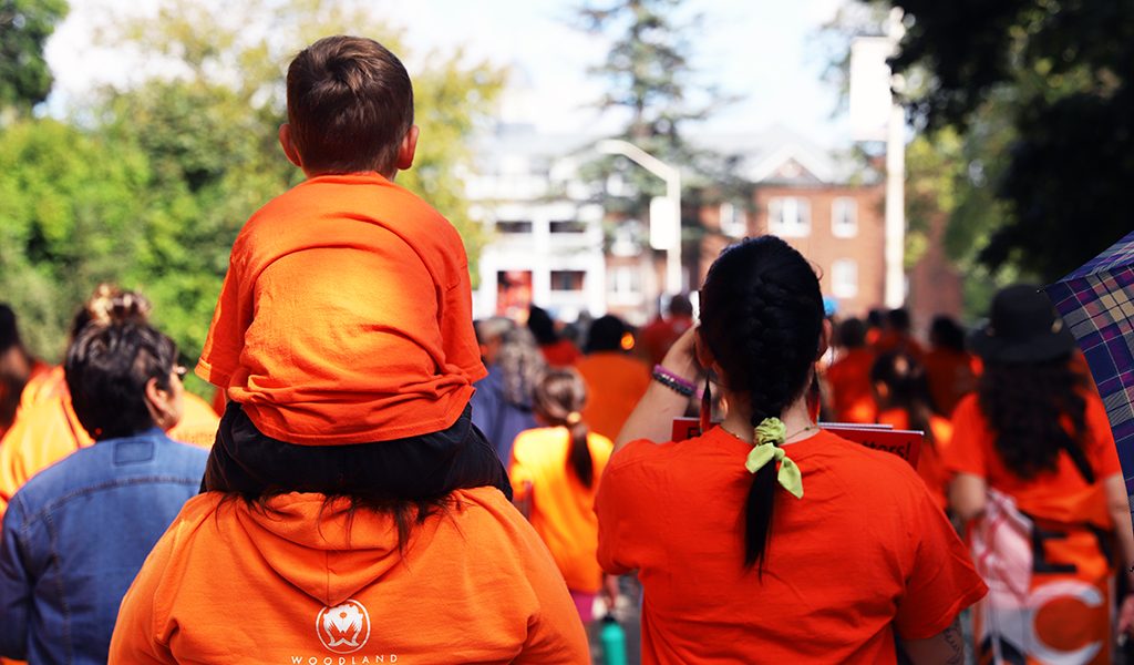 A crowd of hundreds marched from Brantford’s Civic Centre down Mohawk Street all the way to the former Mohawk Institute Residential School marking Orange Shirt Day Monday and the children that went there. (Photo by Jim C. Powless)