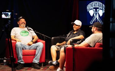 Deya Miller, in middle, will be joined by Jay Smith, on left, and Chris Vale in a live podcast of the Creators Game during an NLL watch party on Nov. 29 at Yogi’s Barn.