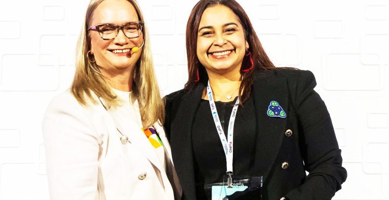 BNH staff member Alma Arguello, executive director for BNH (right) receives award from Marlene Coffey ONPHA’s CEO. (Supplied Photo)