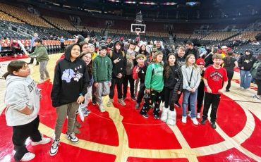 Students from Lloyd S. King Elementary School were among those who attended the Toronto Raptors’ Indigenous Heritage Game. Photo courtesy Matt King.