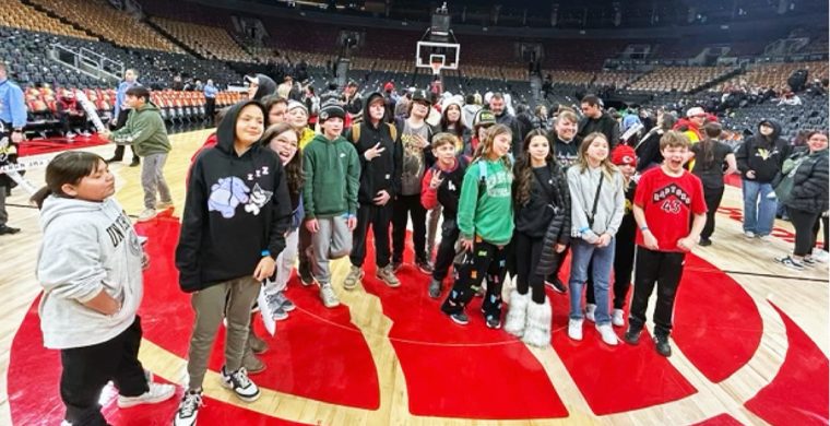 Students from Lloyd S. King Elementary School were among those who attended the Toronto Raptors’ Indigenous Heritage Game. Photo courtesy Matt King.