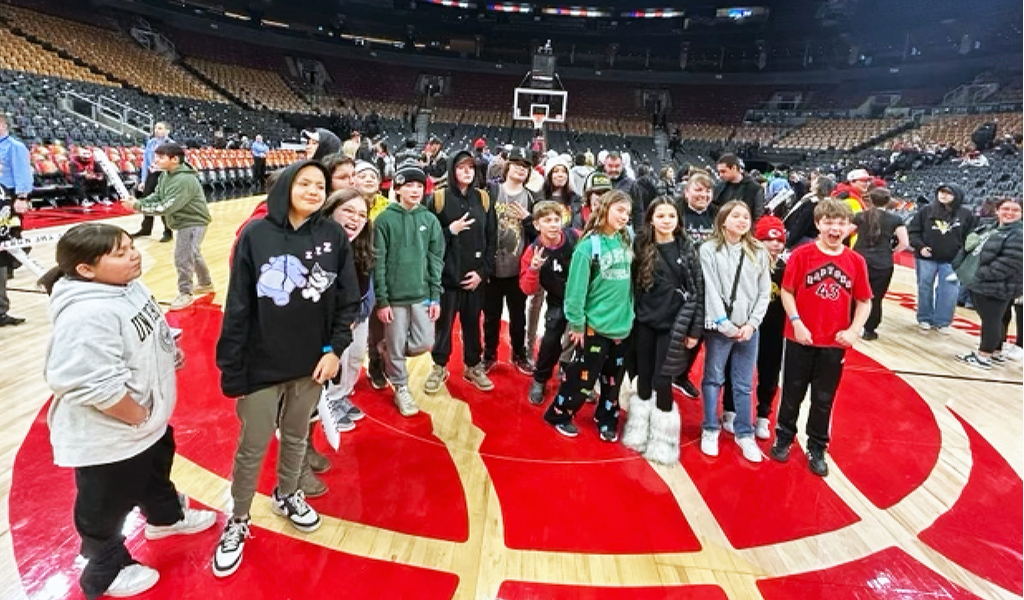 Students from Lloyd S. King Elementary School were among those who attended the Toronto Raptors’ Indigenous Heritage Game. Photo courtesy Matt King.