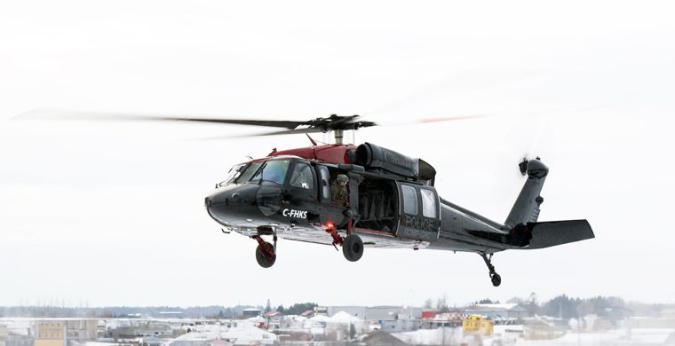 Black Hawk helicopter patrolling borders, not Six Nations. (RCMP Photo)