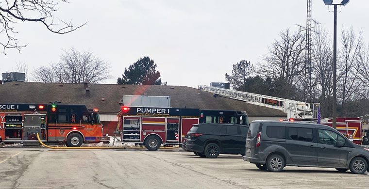 Six Nations Fire responded to an apparent laundry room fire at the Iroquois Lodge Sunday March 2. Six Nations Fire Chief Mike Seth said there was lot of smoke but fortunately little fire. One of the dryer units sparked but he said it was brought under control quickly. He said no staff or residents were affected by smoke. (Photo by Jim C. Powless)