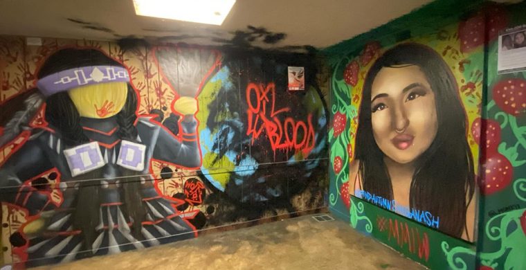 Wolf Bomberry used mural installations, carvings and more in his works.