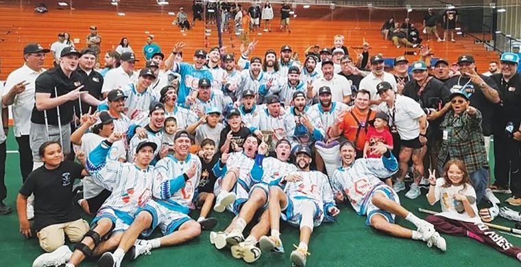 The Six Nations Chiefs, seen celebrating their Mann Cup title last September, are hoping to win a third straight national championship this year.