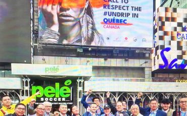 Assembly of Frist Nations Quebec Labrador leadership took to Times Square with a message for the United Nations. (Suppplied Photo)