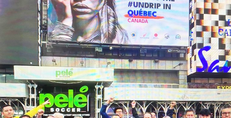 Assembly of Frist Nations Quebec Labrador leadership took to Times Square with a message for the United Nations. (Suppplied Photo)