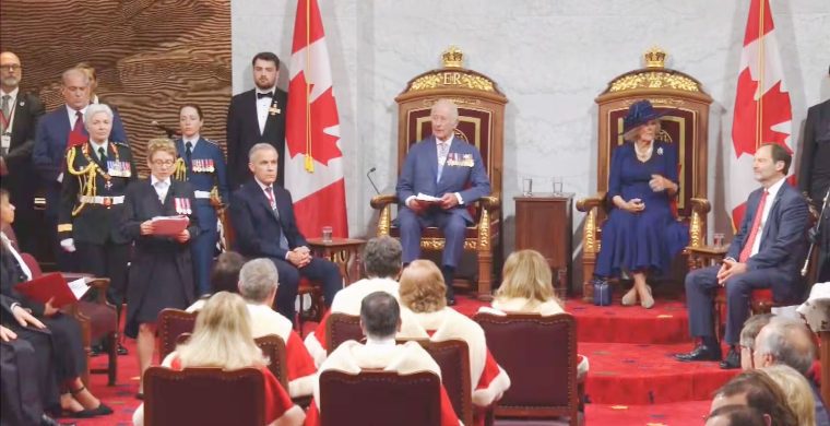 King Charles III delivers the throne speech in the Senate.