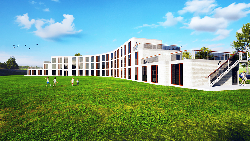 A modern, stylish three story 30 unit housing project is being proposed to be built on a controversial cannabis field that is already raising the ire of neighbours. (Horizon Legacy Photo)